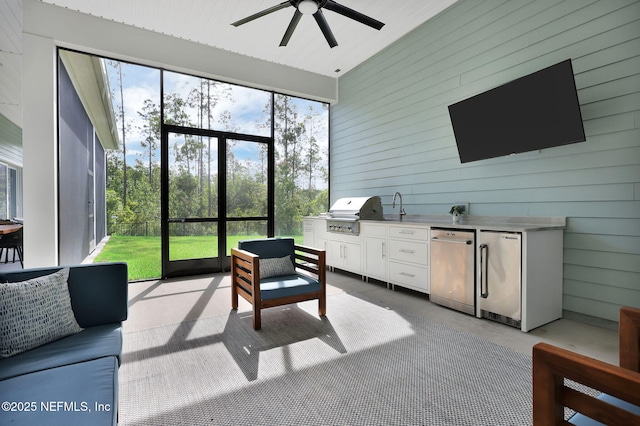 52 Sunshine Bass Ct, Ponte Vedra, FL 32081 - sunroom / solarium featuring a wealth of natural light, ceiling fan, and exterior kitchen