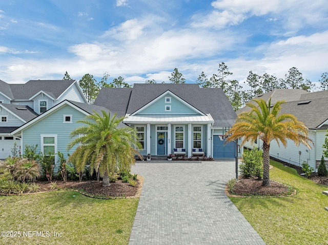52 Sunshine Bass Ct, Ponte Vedra, FL 32081 - greek revival house with decorative driveway, an attached garage, and a front yard