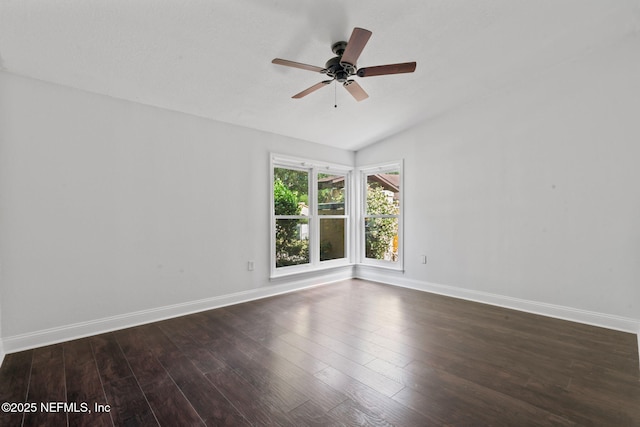 765 Sea Oats Bay, Ponte Vedra Beach, FL 32082 - empty room featuring baseboards, a ceiling fan, dark wood-style flooring, and lofted ceiling