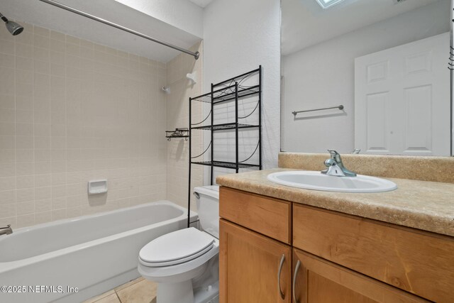 765 Sea Oats Bay, Ponte Vedra Beach, FL 32082 - bathroom featuring vanity, tile patterned floors, shower / bathtub combination, and toilet