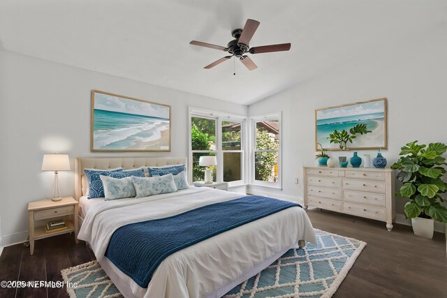 765 Sea Oats Bay, Ponte Vedra Beach, FL 32082 - bedroom with baseboards, ceiling fan, vaulted ceiling, and wood finished floors