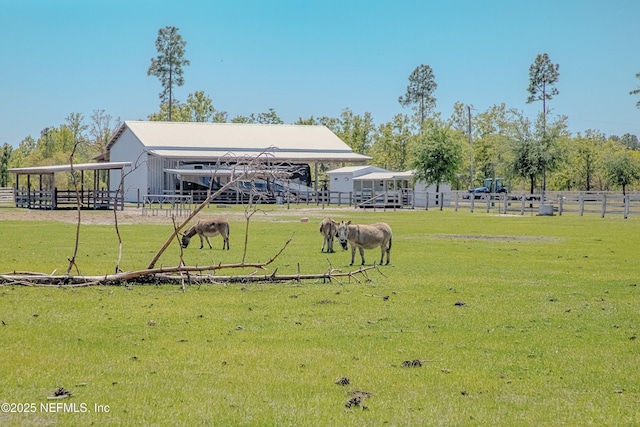 view of property's community with an exterior structure, an outdoor structure, and a rural view