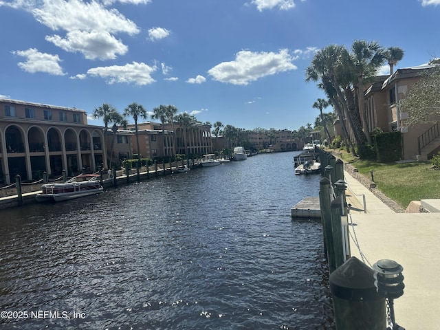 view of water feature featuring a boat dock