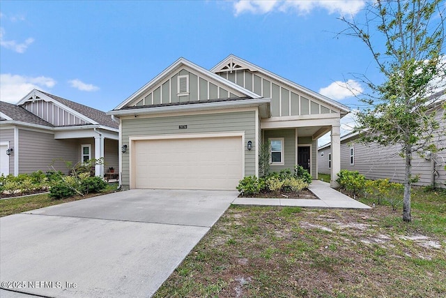 2176 Major Oak St, Jacksonville, FL 32218 - craftsman-style home with board and batten siding, concrete driveway, and an attached garage