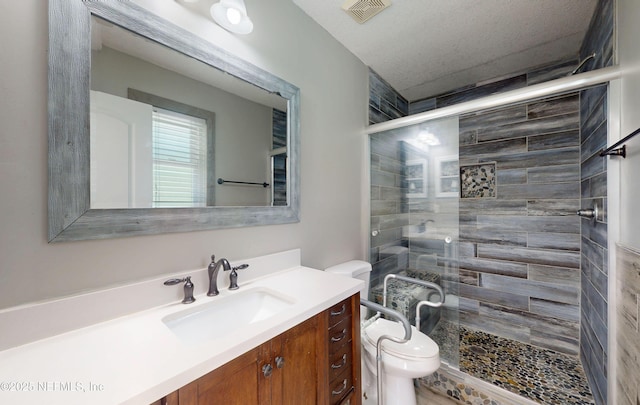 4147 Saunders Dr, Middleburg, FL 32068 - full bath with a shower stall, toilet, vanity, and visible vents