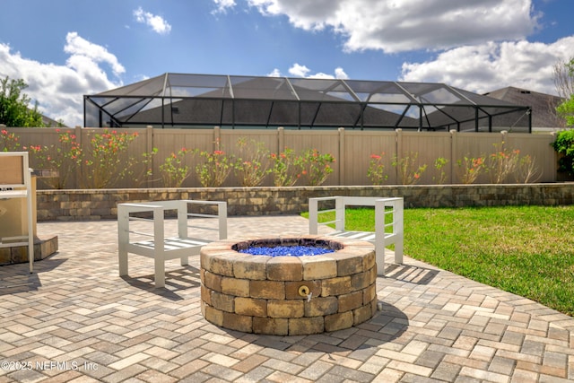 190 Palisade Dr, Saint Augustine, FL 32092 - view of patio / terrace featuring a fenced backyard and an outdoor fire pit