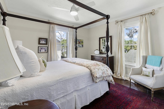 73 Weeden St, Saint Augustine, FL 32084 - bedroom with multiple windows, ornamental molding, and wood finished floors