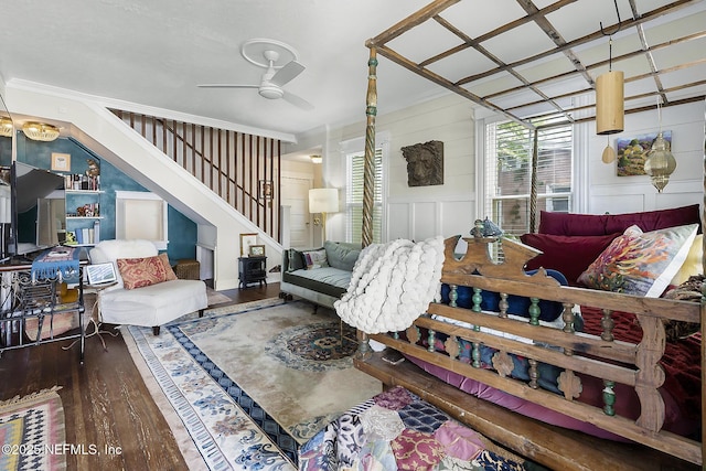 73 Weeden St, Saint Augustine, FL 32084 - living area with a decorative wall, hardwood / wood-style flooring, and ceiling fan