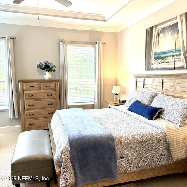 273 Caribbean Pl, Saint Johns, FL 32259 - bedroom featuring ornamental molding, multiple windows, a raised ceiling, and baseboards