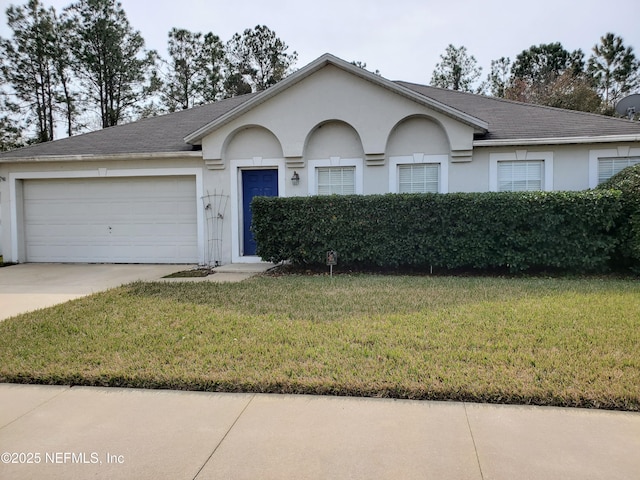 3429 Steelgate Ct, Middleburg, FL 32068 - ranch-style house featuring a front yard, concrete driveway, a garage, and stucco siding