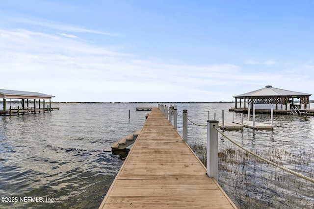 dock area featuring a water view