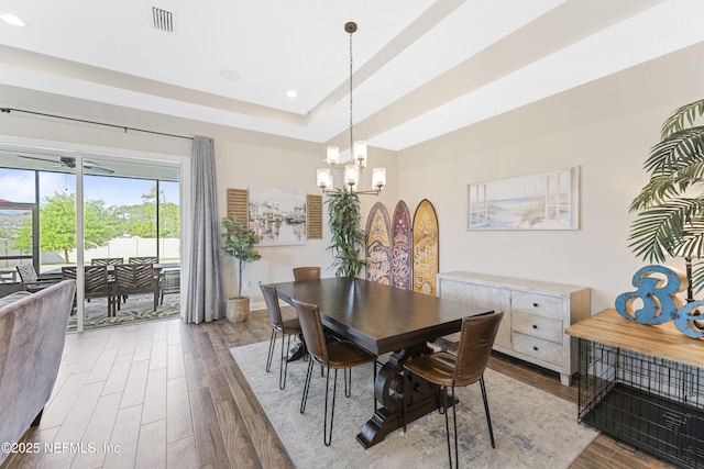 380 Maralinda Dr, Saint Augustine, FL 32095 - dining room featuring visible vents, baseboards, an inviting chandelier, recessed lighting, and wood finished floors