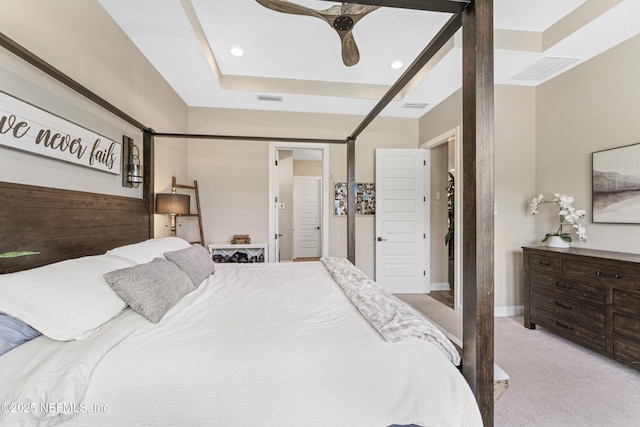 380 Maralinda Dr, Saint Augustine, FL 32095 - bedroom with visible vents, ceiling fan, and light carpet