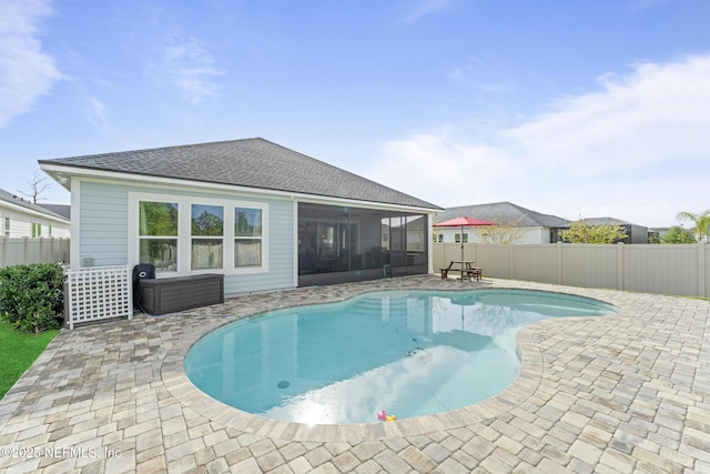 380 Maralinda Dr, Saint Augustine, FL 32095 - view of swimming pool with a fenced backyard, a fenced in pool, a patio, and a sunroom