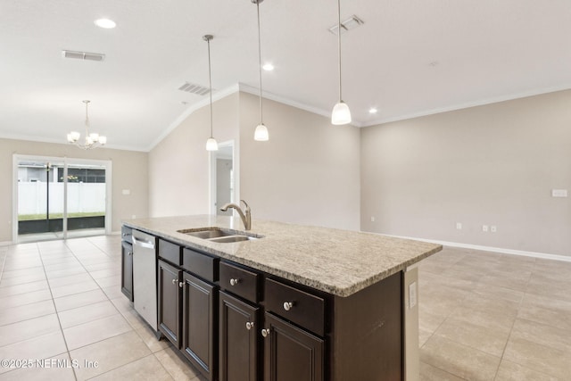95210 Leafcrest Ct, Fernandina Beach, FL 32034 - kitchen featuring open floor plan, visible vents, stainless steel dishwasher, and a sink