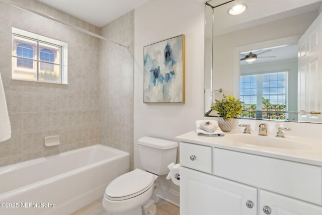 210 N Serenata Dr Unit 521, Ponte Vedra Beach, FL 32082 - bathroom with vanity, ceiling fan, a healthy amount of sunlight, and toilet