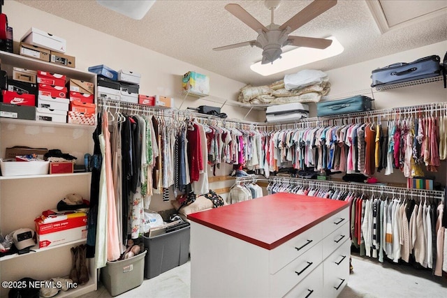15 Dartmouth Trce, Ormond Beach, FL 32174 - walk in closet featuring attic access and ceiling fan