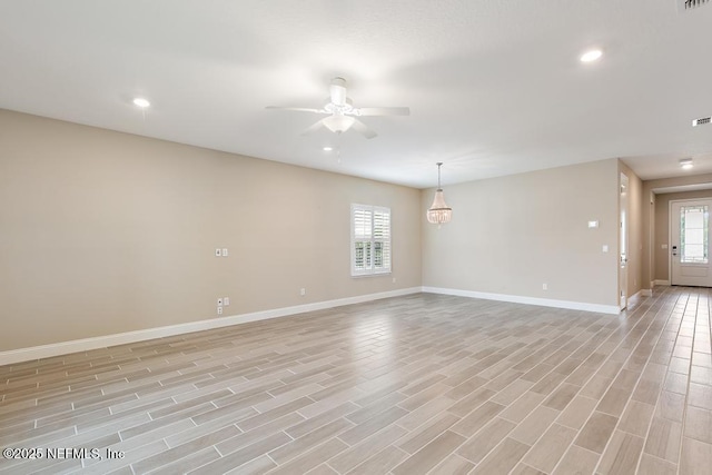 31 Tilden Ct, Saint Augustine, FL 32092 - unfurnished room featuring recessed lighting, ceiling fan, light wood-style floors, and baseboards