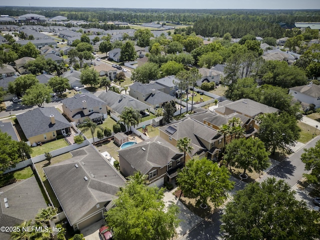 birds eye view of property with a residential view