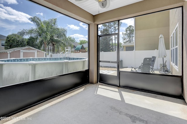 view of unfurnished sunroom