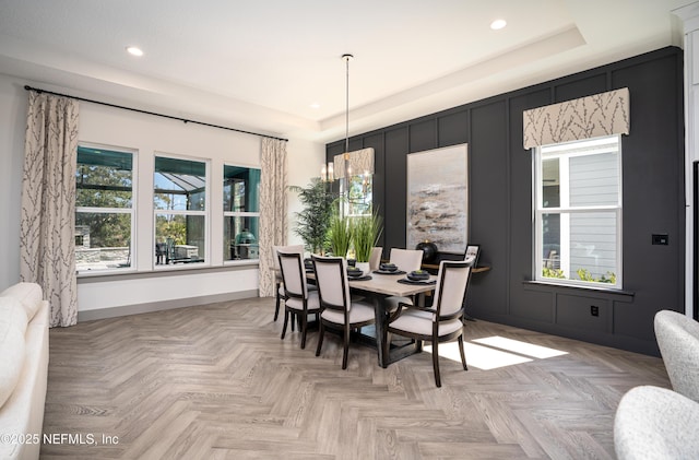 367 Maralinda Dr, Saint Augustine, FL 32095 - dining space with recessed lighting, a tray ceiling, and baseboards