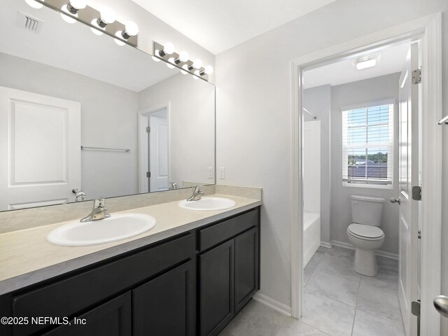 597 Meadow Ridge Dr, Saint Augustine, FL 32092 - bathroom featuring double vanity, toilet, visible vents, and a sink