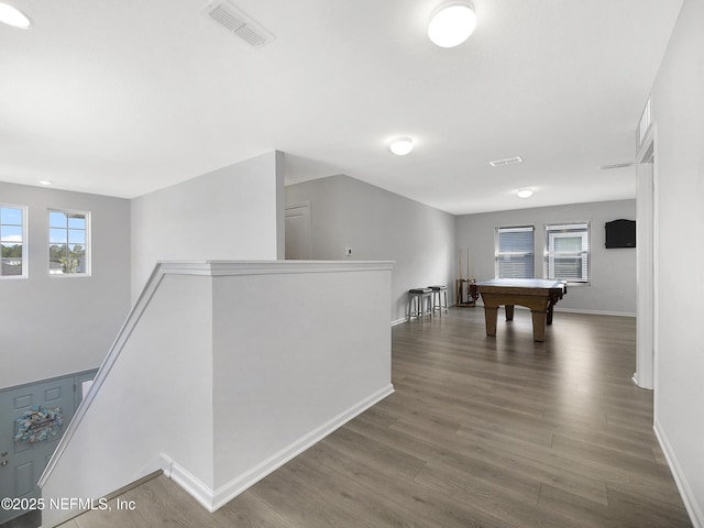 597 Meadow Ridge Dr, Saint Augustine, FL 32092 - rec room with visible vents, billiards, baseboards, and wood finished floors