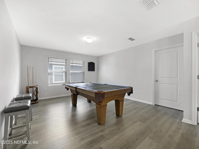 597 Meadow Ridge Dr, Saint Augustine, FL 32092 - game room featuring baseboards, visible vents, billiards, and wood finished floors
