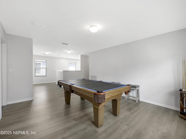 597 Meadow Ridge Dr, Saint Augustine, FL 32092 - rec room with baseboards, pool table, wood finished floors, and visible vents