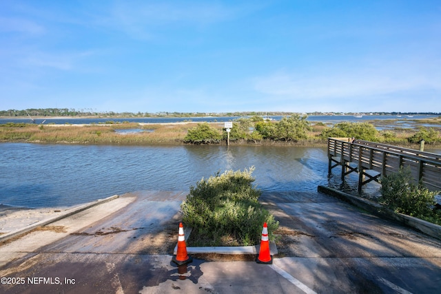 view of dock featuring a water view