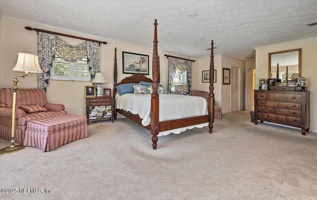 7812 Hunters Grove Rd, Jacksonville, FL 32256 - bedroom featuring crown molding, carpet floors, multiple windows, and a textured ceiling