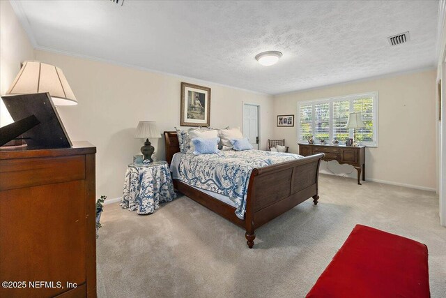 7812 Hunters Grove Rd, Jacksonville, FL 32256 - carpeted bedroom featuring a textured ceiling, baseboards, and ornamental molding
