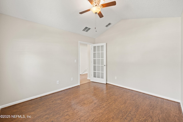 80 St Croix Island Dr, Saint Augustine, FL 32092 - empty room featuring ceiling fan, lofted ceiling, and dark wood finished floors