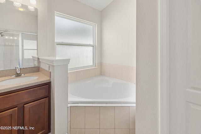 80 St Croix Island Dr, Saint Augustine, FL 32092 - full bath featuring a bath, vanity, and a shower stall