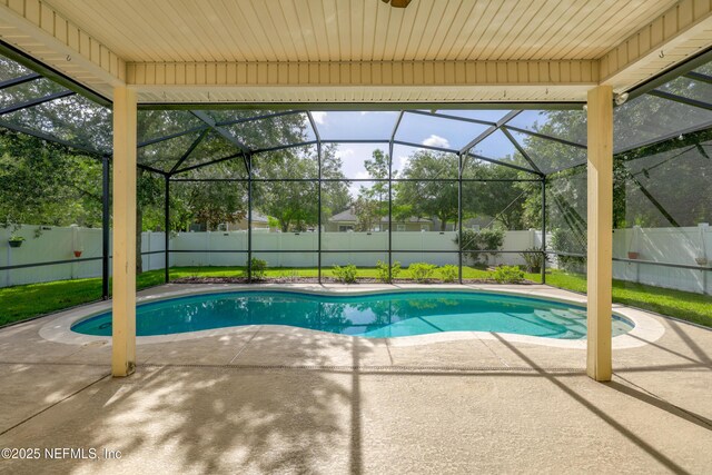 80 St Croix Island Dr, Saint Augustine, FL 32092 - view of pool with a patio, a fenced backyard, and a lanai