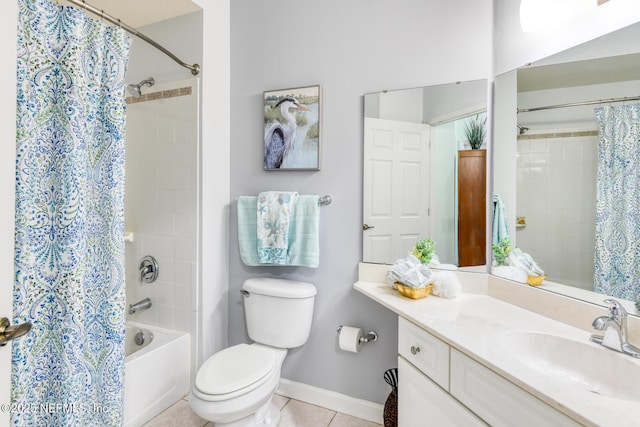 2229 Vista Cove Rd, Saint Augustine, FL 32084 - full bathroom featuring tile patterned flooring, shower / tub combo, toilet, vanity, and baseboards