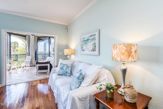 2229 Vista Cove Rd, Saint Augustine, FL 32084 - living room featuring ornamental molding and hardwood / wood-style flooring