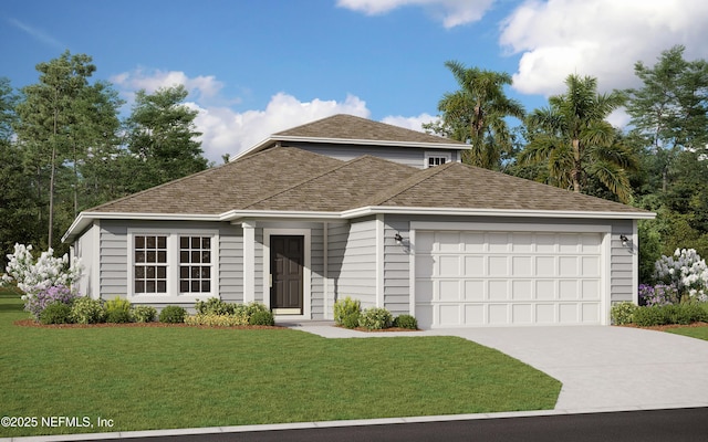 776 Cordova Palms Pkwy, Saint Augustine, FL 32095 - ranch-style house with a shingled roof, a garage, a front yard, and driveway
