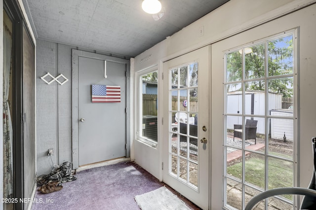 doorway featuring carpet