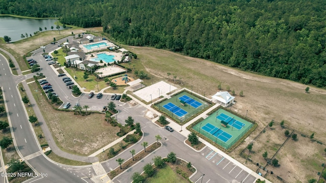 2916 Duck Hollow Ln, Green Cove Springs, FL 32043 - drone / aerial view of a forest, a nearby body of water, and a pool