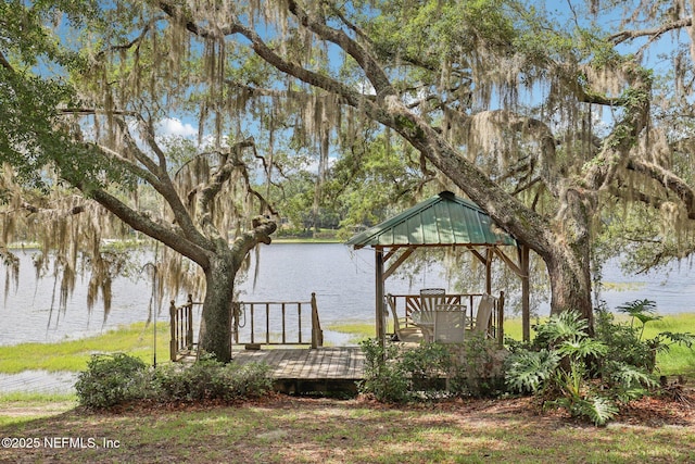 6470 Brooklyn Bay Rd, Keystone Heights, FL 32656 - dock with a water view and a gazebo