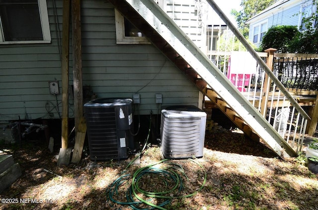 2138 Park St, Jacksonville, FL 32204 - exterior space featuring stairway, a wooden deck, and central air condition unit