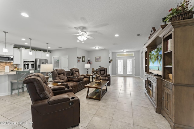 3422 Oglebay Dr, Green Cove Springs, FL 32043 - living area with a ceiling fan, visible vents, recessed lighting, and light tile patterned floors