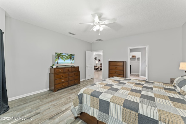 3422 Oglebay Dr, Green Cove Springs, FL 32043 - bedroom featuring light wood-type flooring, baseboards, a ceiling fan, and visible vents