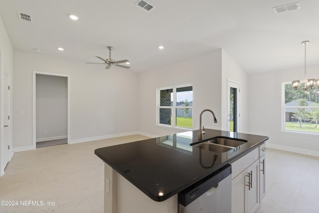 3211 Winding Creek Pl, Green Cove Springs, FL 32043 - kitchen featuring dishwashing machine, visible vents, a sink, and dark countertops