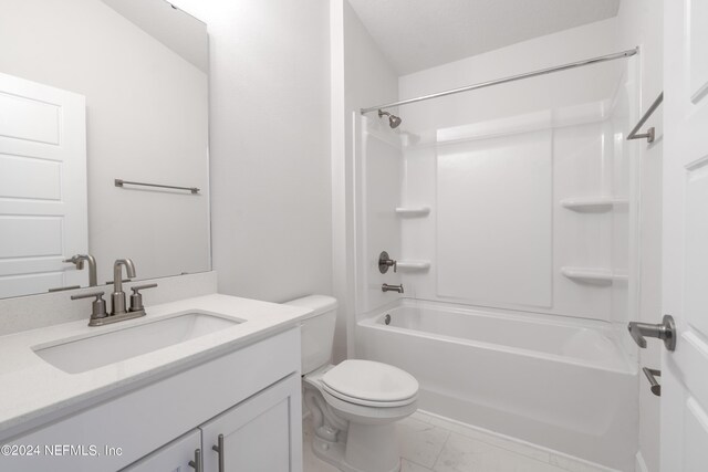 3211 Winding Creek Pl, Green Cove Springs, FL 32043 - bathroom featuring vanity, marble finish floor, toilet, and tub / shower combination