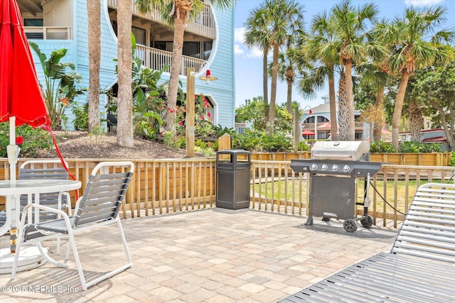 view of patio / terrace featuring fence and area for grilling