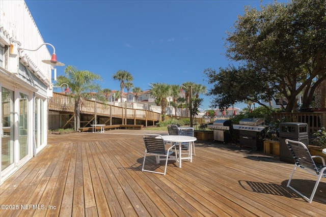 deck with a grill