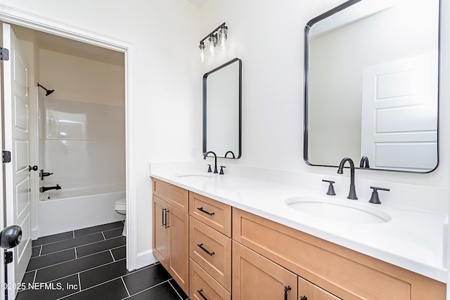 6388 Miltondale Rd, Macclenny, FL 32063 - full bathroom with tile patterned flooring, a sink, double vanity, and toilet