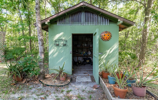 view of shed